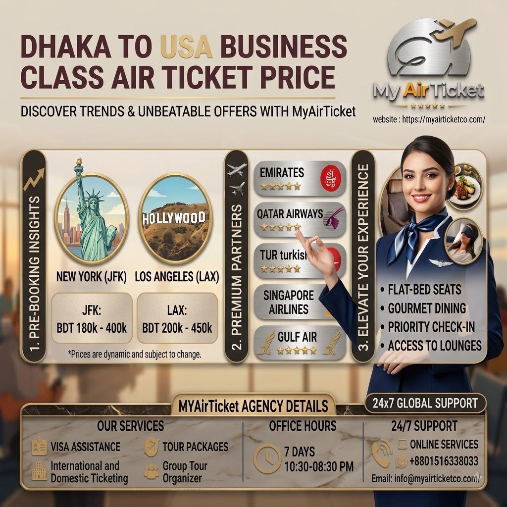 Dhaka to USA Business Class Air Ticket Price