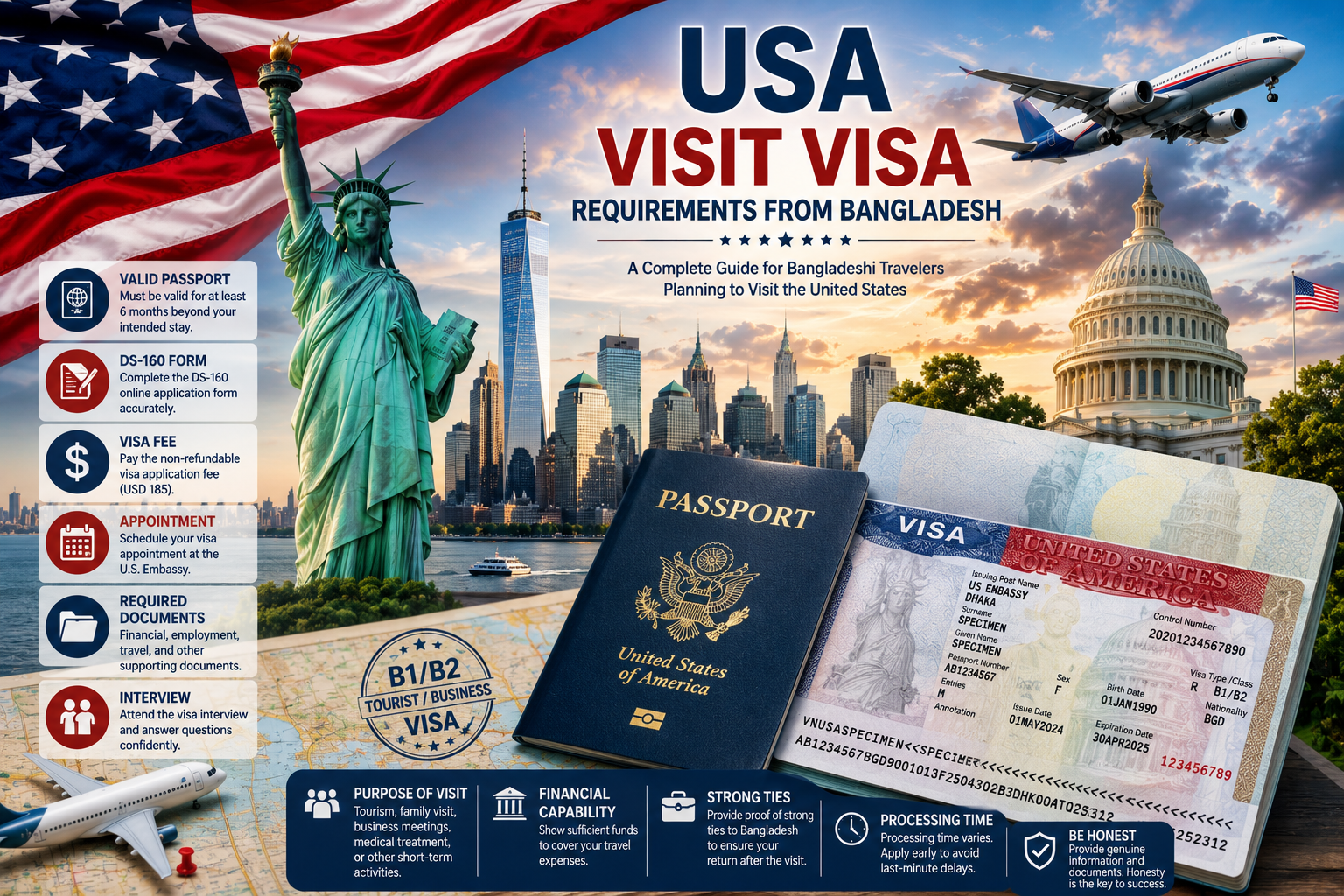 USA visit visa requirements from Bangladesh